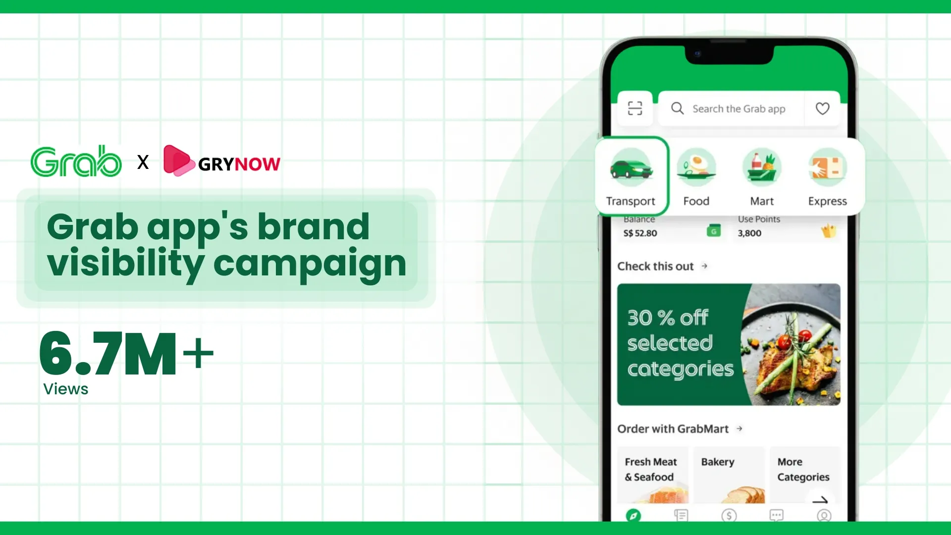 Grab app's brand visibility campaign: 6.7M + Views